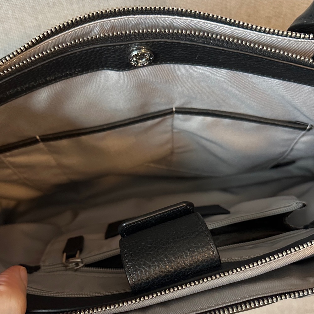 TUMI Stanton Kiran Leather Laptop Purse Black Gray Work Brief Case - Picture 9 of 9